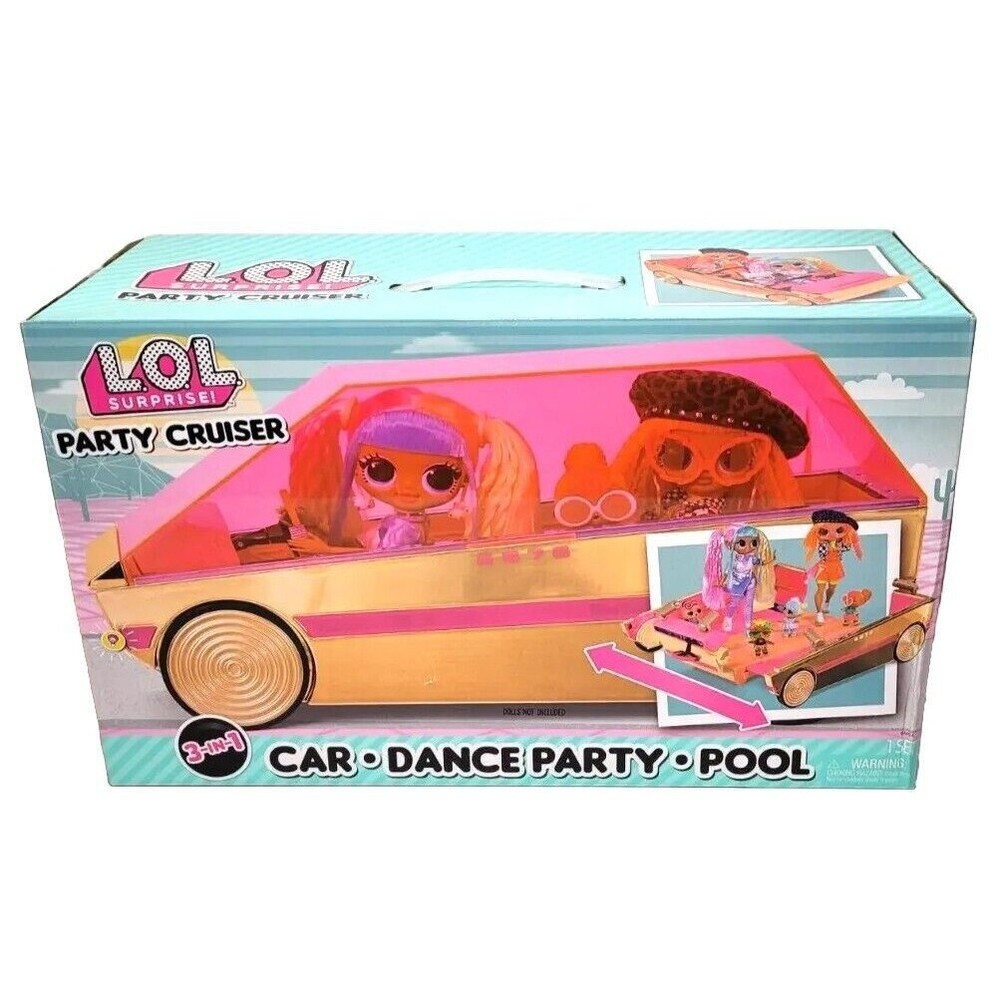 LOL Surprise 3 In 1 Party Cruiser Play Set Includes Car, Dance Floor & Pool